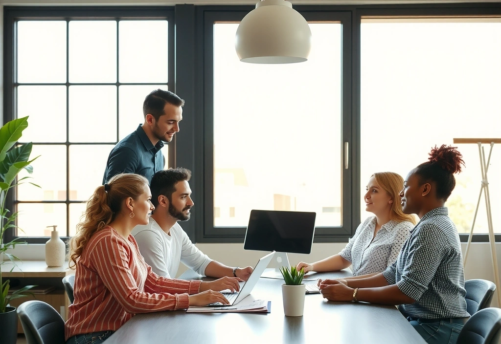 Tým lidí diskutuje marketingovou strategii