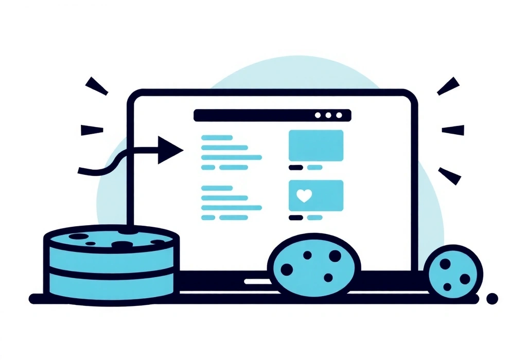 Ilustrace souborů cookie jako malých digitálních balíčků