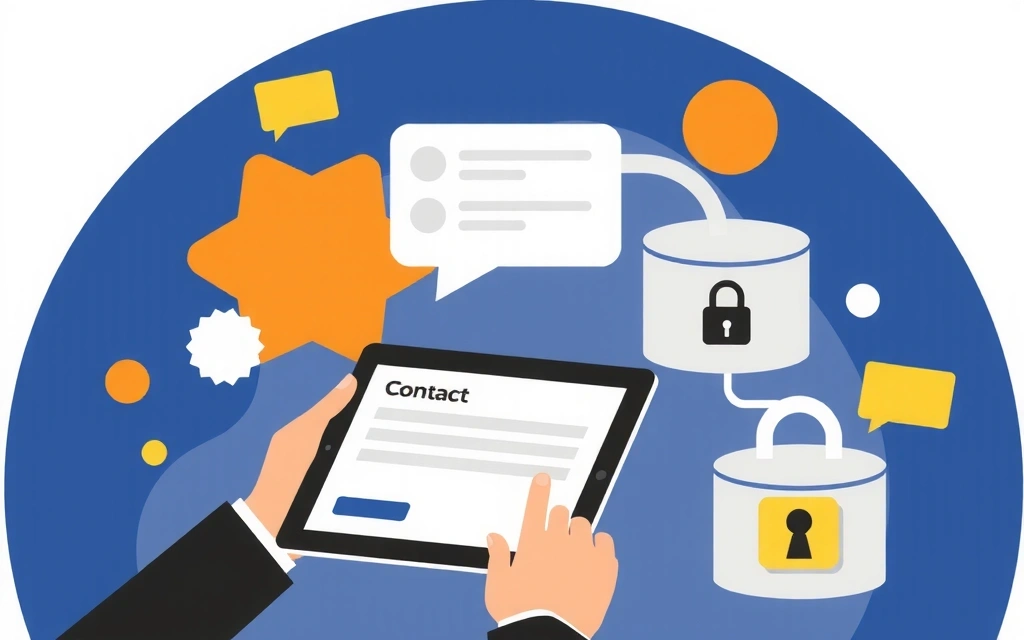 Ilustrace vyplňování kontaktního formuláře s digitálními daty