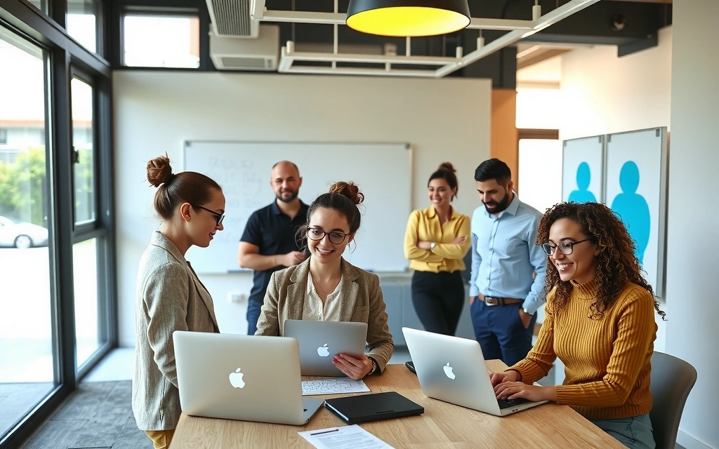 Tým adgate pracuje v moderní kanceláři