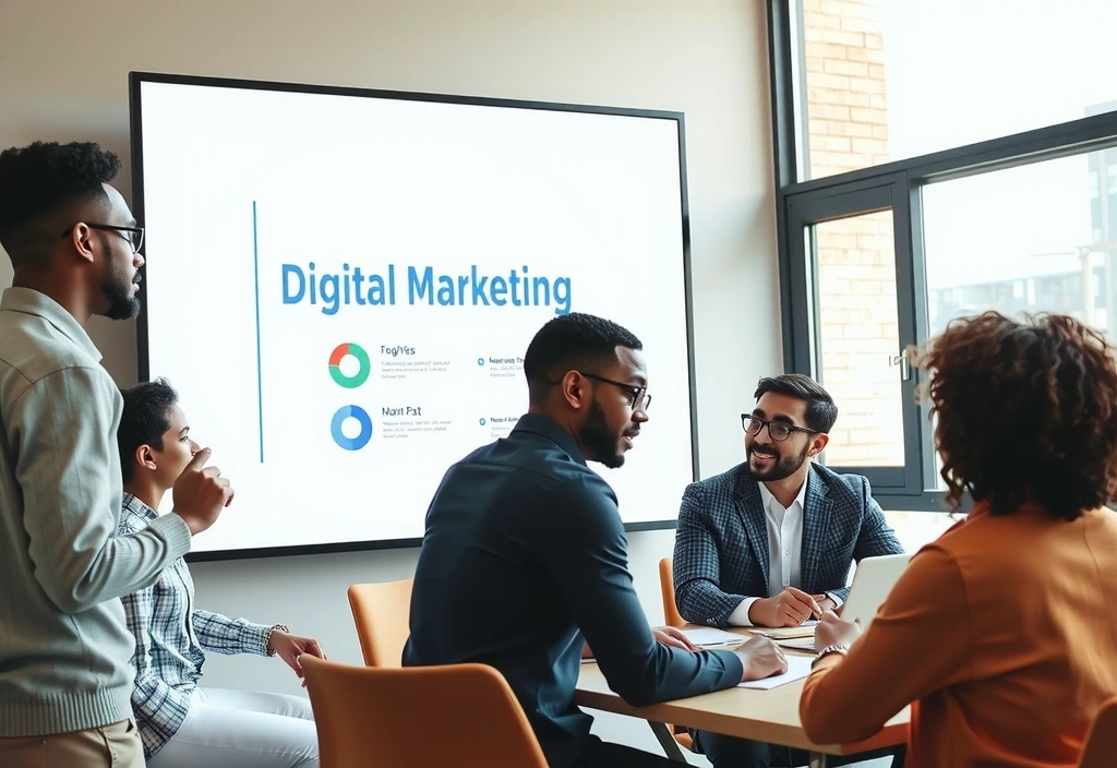 Tým Adgate diskutuje nad marketingovou strategií